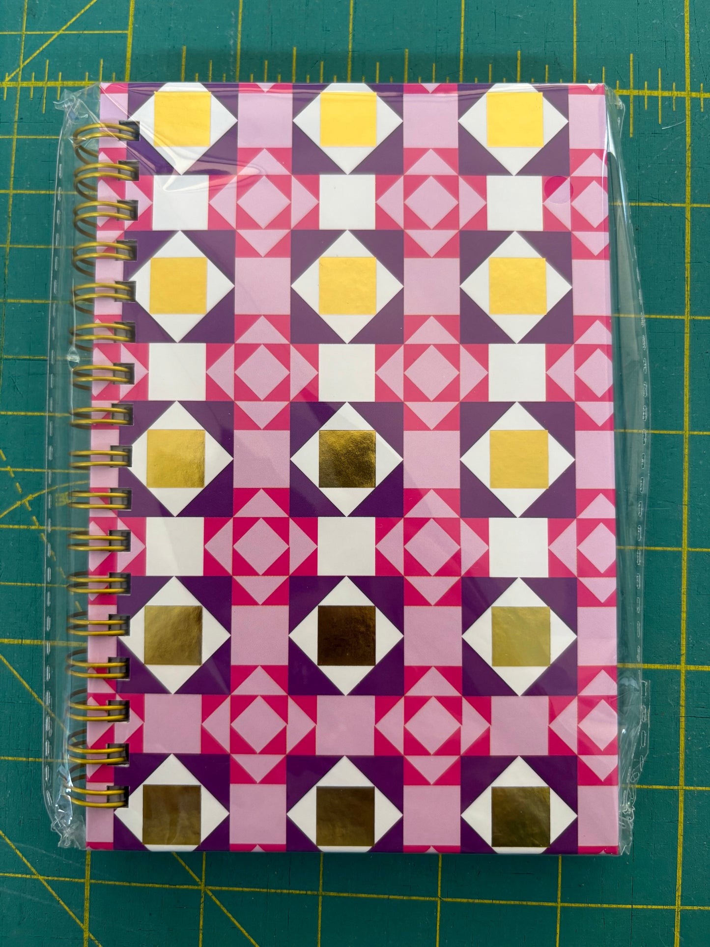 Quilt Jazz Spiral Notebook Pink