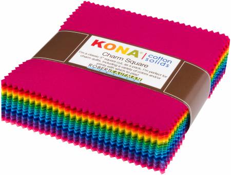 Kona Cotton Solids Bright 101 Charm Pack